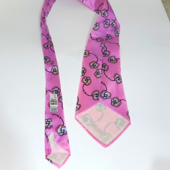 Peter Max Silk Tie Pink Floral Print Signed Pop Art Rare Vintage Collectible - Picture 6 of 11